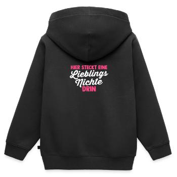 Nichte - Kinder Premium Organic Zip Hoodie - Schwarz - Hinten - AI Model Kid Male (0cm)