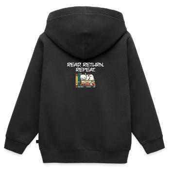 Library Worker Librarian Read Return Repeat Book - Kinder Premium Organic Zip Hoodie - Schwarz - Hinten - AI Model Kid Male (0cm)