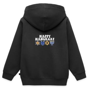 Juif Hanoukka Hanukcat Étoile De David Menorah - Sweat Premium à capuche zippé enfant bio - noir - Dos - AI Model Kid Male (0cm)