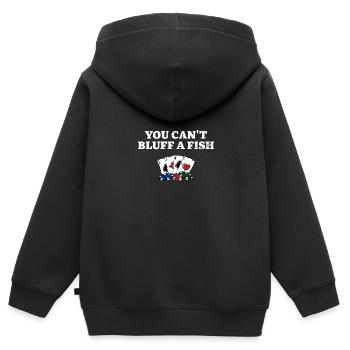 Vous ne pouvez pas bluffer un fish poker poker sarcastique - Sweat Premium à capuche zippé enfant bio - noir - Dos - AI Model Kid Male (0cm)