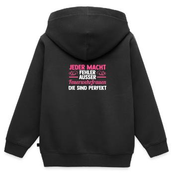 Feuerwehr Feuerwehrfrau - Kinder Premium Organic Zip Hoodie - Schwarz - Hinten - AI Model Kid Male (0cm)