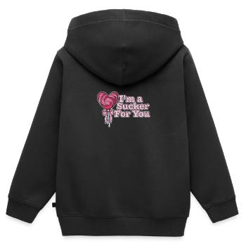 I’m A Sucker For You Funny Valentine’s Quote - Sweat Premium à capuche zippé enfant bio - noir - Dos - AI Model Kid Male (0cm)