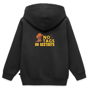 Keine Tags Keine Neustarts - Kinder Premium Organic Zip Hoodie - Schwarz - Hinten - AI Model Kid Male (0cm)