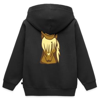 Haflinger - Kinder Premium Organic Zip Hoodie - Schwarz - Hinten - AI Model Kid Male (0cm)