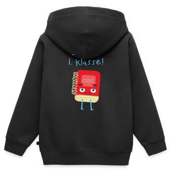 Einschulung blau - Kinder Premium Organic Zip Hoodie - Schwarz - Hinten - AI Model Kid Male (0cm)