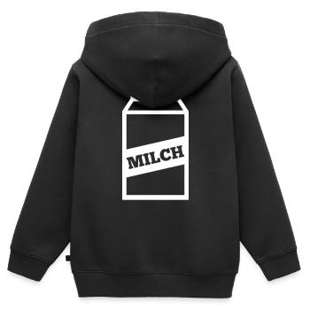 Milch - Kinder Premium Organic Zip Hoodie - Schwarz - Hinten - AI Model Kid Male (0cm)