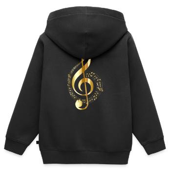 goldender Notenschlüssel - Kinder Premium Organic Zip Hoodie - Schwarz - Hinten - AI Model Kid Male (0cm)