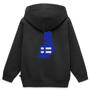 SUOMI FINLAND FINLANDE - Sweat Premium à capuche zippé enfant bio - noir - Dos - AI Model Kid Male (0cm)
