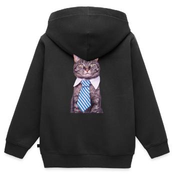 Büro Katze - Kinder Premium Organic Zip Hoodie - Schwarz - Hinten - AI Model Kid Male (0cm)