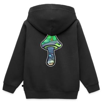 magic mushroom - Kids Premium Organic Zip-up Hoodie - black - Back - AI Model Kid Male (0cm)