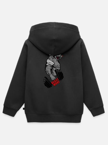 NO PAIN NO GAIN - Kinder Premium Organic Zip Hoodie - Schwarz
