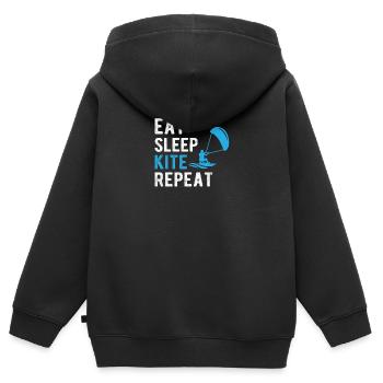 Kite-Surfen und Kiten - Kinder Premium Organic Zip Hoodie - Schwarz - Hinten - AI Model Kid Male (0cm)