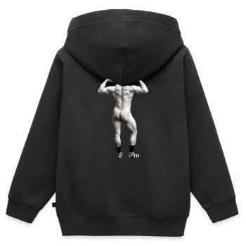 Nackter Mann mit Socken - Kinder Premium Organic Zip Hoodie - Schwarz - Hinten - AI Model Kid Male (0cm)