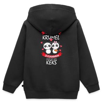 Süßes Pandapärchen mit Liebesspruch - Kinder Premium Organic Zip Hoodie - Schwarz - Hinten - AI Model Kid Male (0cm)