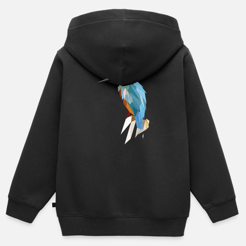 Eisvogel Polygon - Kinder Premium Organic Zip Hoodie - Schwarz