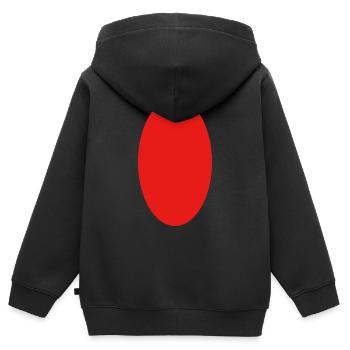 Cercle - Rouge - Ovale - Sweat Premium à capuche zippé enfant bio - noir - Dos - AI Model Kid Male (0cm)