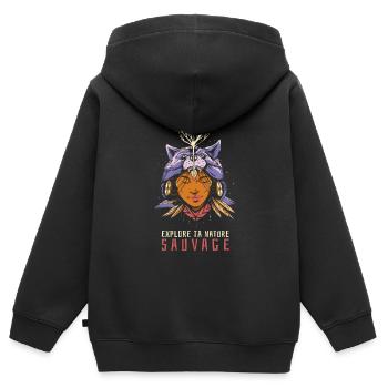 Frauen Natur spirituell Frauen Natur spirituell Ge - Kinder Premium Organic Zip Hoodie - Schwarz - Hinten - AI Model Kid Male (0cm)