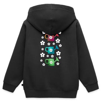 Gießkanne mit Blumen - Kinder Premium Organic Zip Hoodie - Schwarz - Hinten - AI Model Kid Male (0cm)