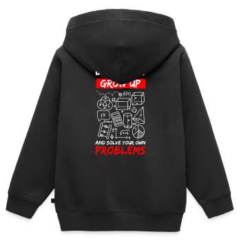 Problem funny The solution - Kids Premium Organic Zip-up Hoodie - black - Back - AI Model Kid Male (0cm)