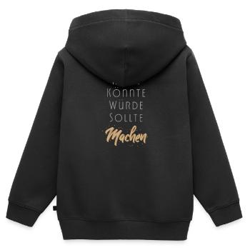 Einfach Machen Motivation statt hätte könnte würde - Kinder Premium Organic Zip Hoodie - Schwarz - Hinten - AI Model Kid Male (0cm)