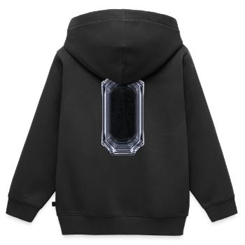 Cristal mystérieux - Noir & Blanc - Sweat Premium à capuche zippé enfant bio - noir - Dos - AI Model Kid Male (0cm)