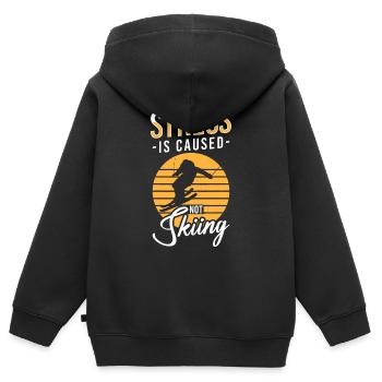 Wintersport Urlaub Pistensau - Kinder Premium Organic Zip Hoodie - Schwarz - Hinten - AI Model Kid Male (0cm)