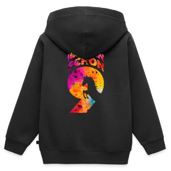 ICH BIN SCHON 9 EINHORN 9. GEBURTSTAG - Kinder Premium Organic Zip Hoodie - Schwarz - Hinten - AI Model Kid Male (0cm)