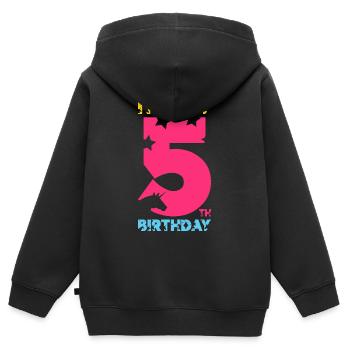 IT'S MY 5TH BIRTHDAY UNICORN 5TH BIRTHDAY - Kids Premium Organic Zip-up Hoodie - black - Back - AI Model Kid Male (0cm)