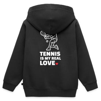 Ich Liebe Tennis - Kinder Premium Organic Zip Hoodie - Schwarz - Hinten - AI Model Kid Male (0cm)