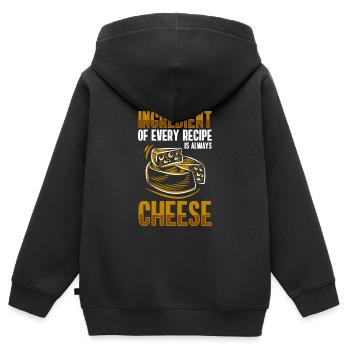 Käse Lecker Lebensmittel - Kinder Premium Organic Zip Hoodie - Schwarz - Hinten - AI Model Kid Male (0cm)