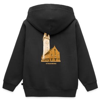 Hôtel de ville de Straubing Basse-bavière Bavière orientale - Sweat Premium à capuche zippé enfant bio - noir - Dos - AI Model Kid Male (0cm)