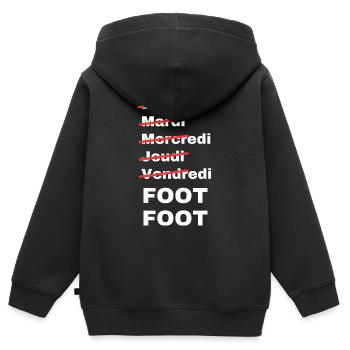 week-end foot - Sweat Premium à capuche zippé enfant bio - noir - Dos - AI Model Kid Male (0cm)