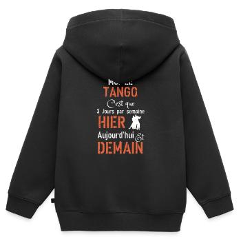 En vrai moi Le Tango hier aujourd huit demain - Sweat Premium à capuche zippé enfant bio - noir - Dos - AI Model Kid Male (0cm)