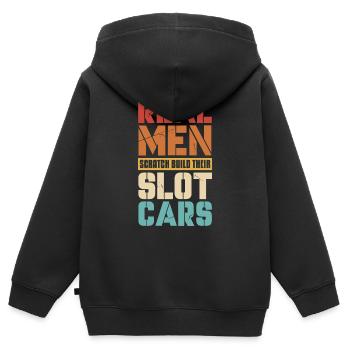 Real Men Scratch Build Their Slot Cars Model - Kinder Premium Organic Zip Hoodie - Schwarz - Hinten - AI Model Kid Male (0cm)
