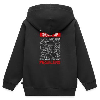 Problems, solutions, sayings, it doesn't matter - Kids Premium Organic Zip-up Hoodie - black - Back - AI Model Kid Male (0cm)