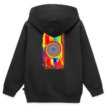 Peinture acrylique « LifeLine » par Marco Eckenbrecht - Sweat Premium à capuche zippé enfant bio - noir - Dos - AI Model Kid Male (0cm)