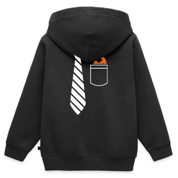 Conception de cravate - Sweat Premium à capuche zippé enfant bio - noir - Dos - AI Model Kid Male (0cm)