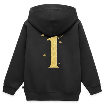 Goldene Krone zum 1. Jahrestag - Kinder Premium Organic Zip Hoodie - Schwarz - Hinten - AI Model Kid Male (0cm)