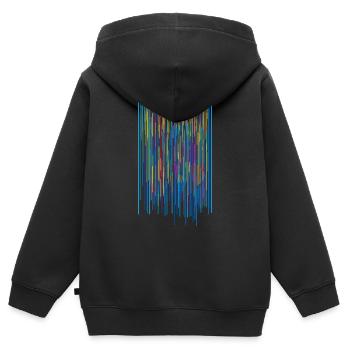 Couleurs Rayures Motif - Structure verticale - Sweat Premium à capuche zippé enfant bio - noir - Dos - AI Model Kid Male (0cm)