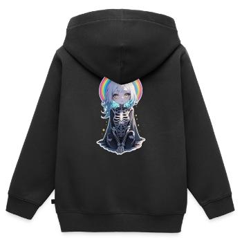 Halloween - Rock & Regenbogen - Kinder Premium Organic Zip Hoodie - Schwarz - Hinten - AI Model Kid Male (0cm)
