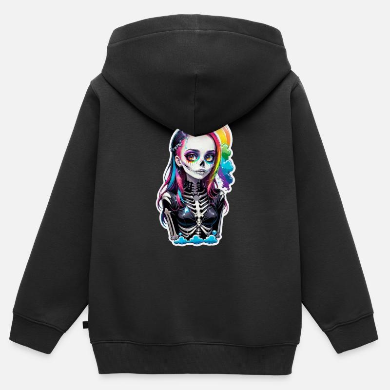 halloween - rock et arc en ciel - Sweat Premium à capuche zippé enfant bio - noir