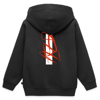 World's most abstract art on T-shirt in red and white - Kids Premium Organic Zip-up Hoodie - black - Back - AI Model Kid Male (0cm)