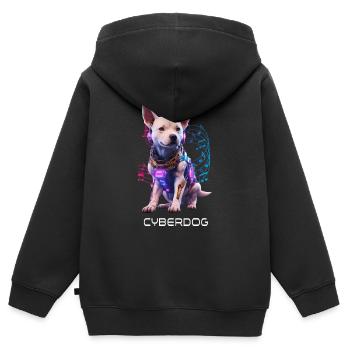 Cyber Dog - Kinder Premium Organic Zip Hoodie - Schwarz - Hinten - AI Model Kid Male (0cm)