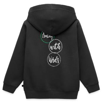 Inspiration créative Projets créatifs - Sweat Premium à capuche zippé enfant bio - noir - Dos - AI Model Kid Male (0cm)