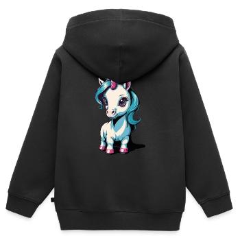 Kleines Einhorn - Kinder Premium Organic Zip Hoodie - Schwarz - Hinten - AI Model Kid Male (0cm)