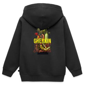 IMG 7157 - Kinder Premium Organic Zip Hoodie - Schwarz - Hinten - AI Model Kid Male (0cm)