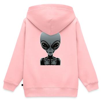 Alien gris - Sweat Premium à capuche zippé enfant bio - rose - Dos - AI Model Kid Female (0cm)