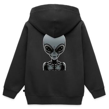 Grauer Außerirdischer - Kinder Premium Organic Zip Hoodie - Schwarz - Hinten - AI Model Kid Male (0cm)