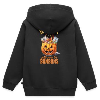 Je Suis Là Pour Les Bonbons Halloween Déguisement - Sweat Premium à capuche zippé enfant bio - noir - Dos - AI Model Kid Male (0cm)