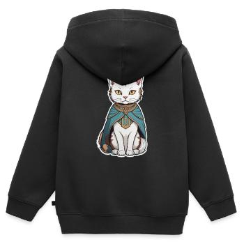 Sorcier du chat - Sweat Premium à capuche zippé enfant bio - noir - Dos - AI Model Kid Male (0cm)
